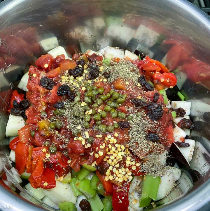 Instant Pot Caponata Sicilian Eggplant Dish Vidhya’s Vegetarian Kitchen
