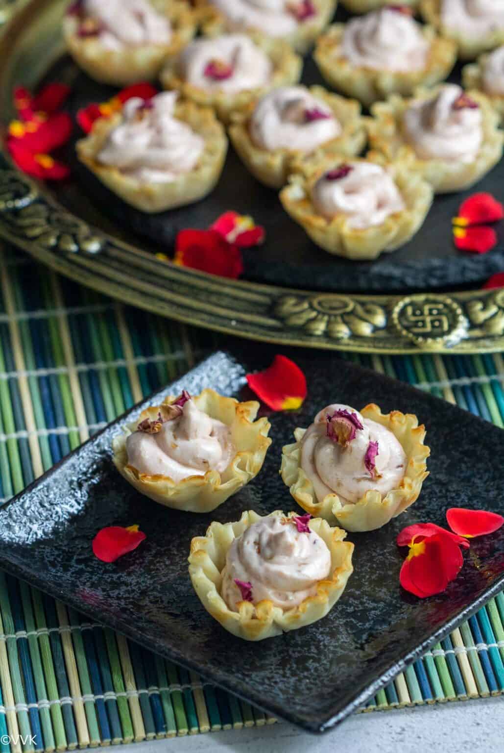 RoseFlavored Cream Cheese Filled Phyllo Cups Phyllo Cup Cream Cheese