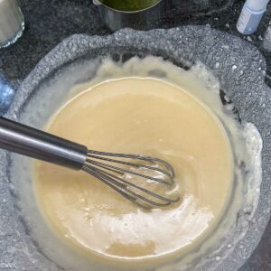 cake batter after adding ⅓ portion of the dry ingredients