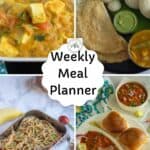 collage of weekly meal planner dishes