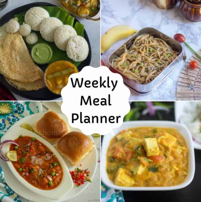 square image collage of weekly meal planner dishes