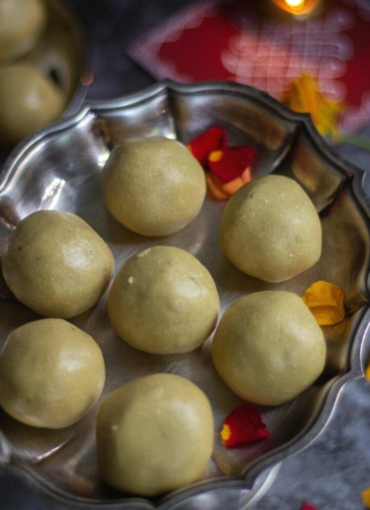 square image of maladu in silver tray with light on the side