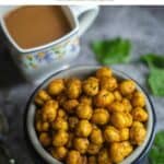 air fryer chickpeas with text overlay for pinterest