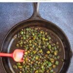 south indian style okra fry with text overlay for pinterest