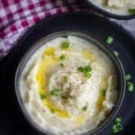 instant pot mashed potato with text overlay for pinterest
