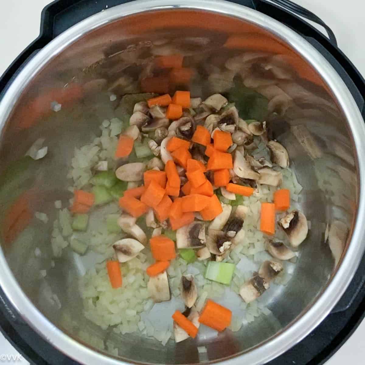 adding the vegetables