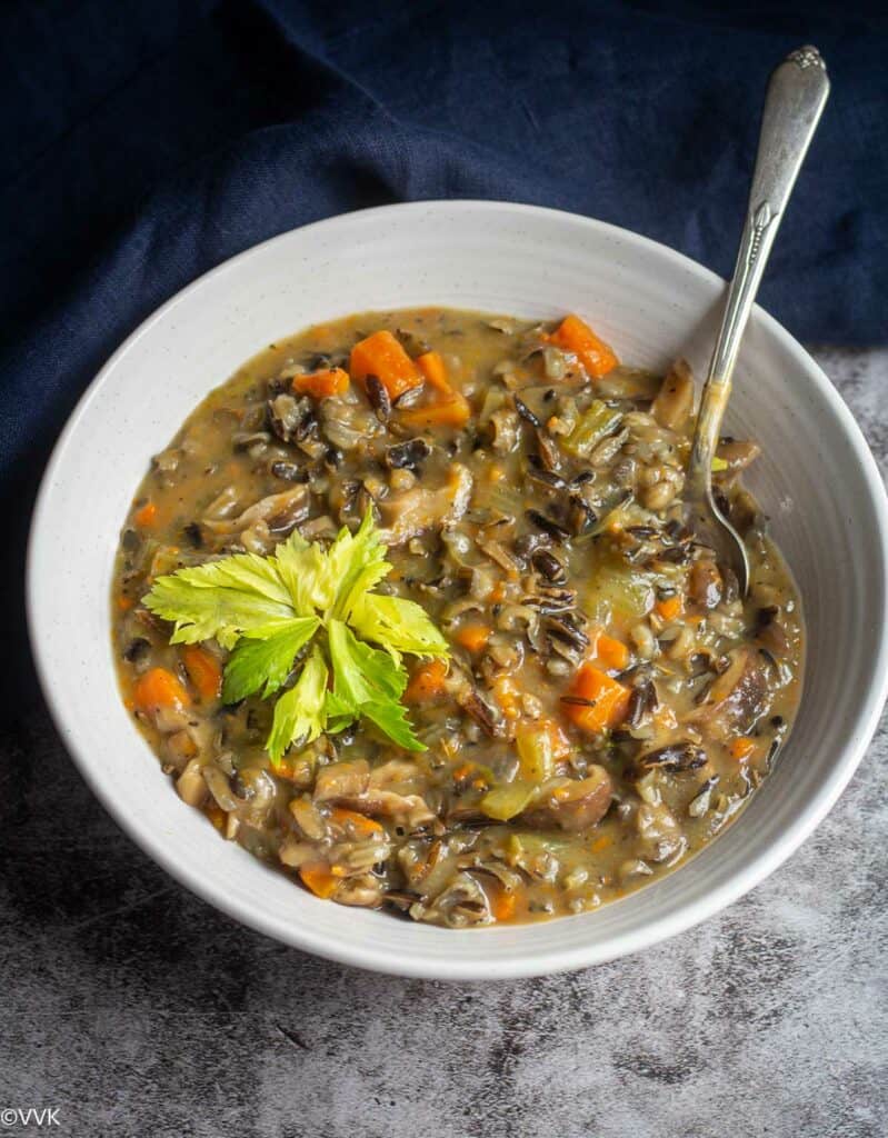 Vegan Mushroom and Wild Rice Soup Instant Pot Wild Rice Soup
