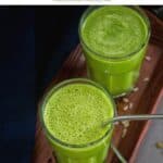 green smoothie with text overlay for pinterest