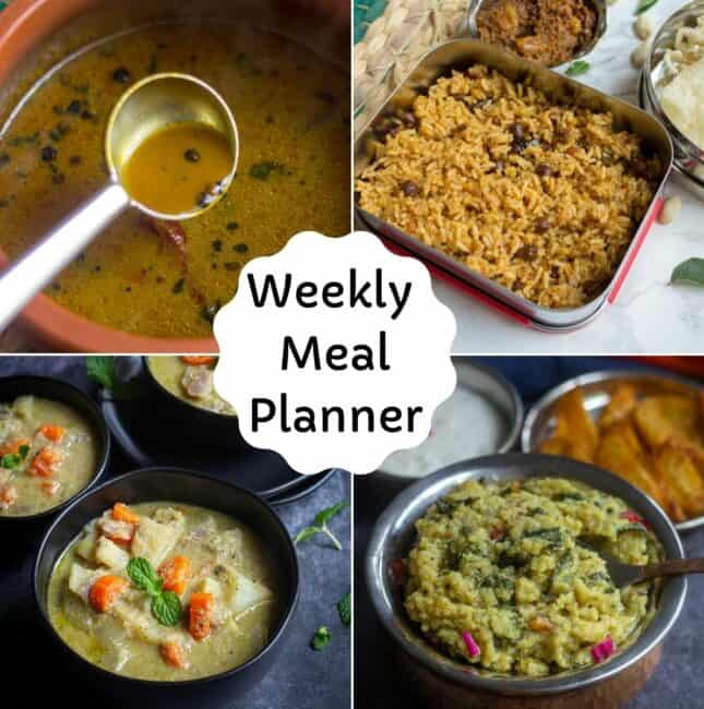 square image of weekly meal planner - a collage of dishes