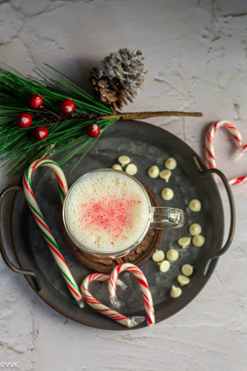 Homemade Peppermint White Hot Chocolate Vidhya’s Vegetarian Kitchen