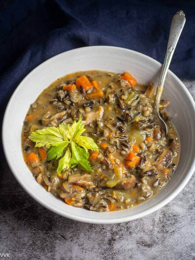 Vegan Mushroom and Wild Rice Soup Vidhya’s Vegetarian Kitchen