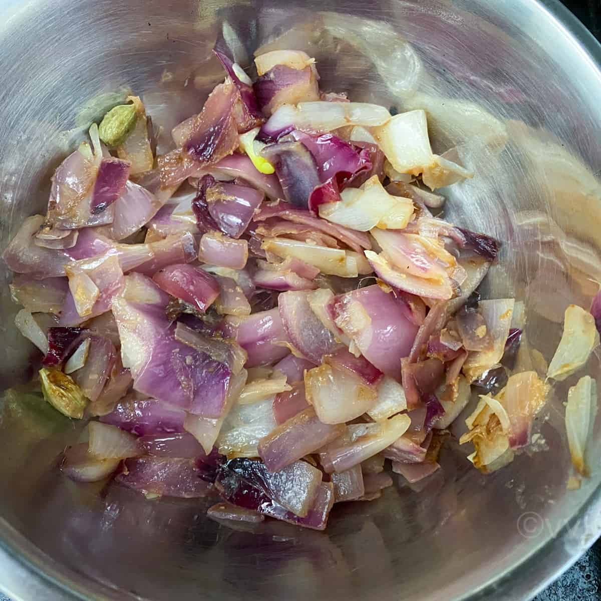 sauteed onions and whole spices