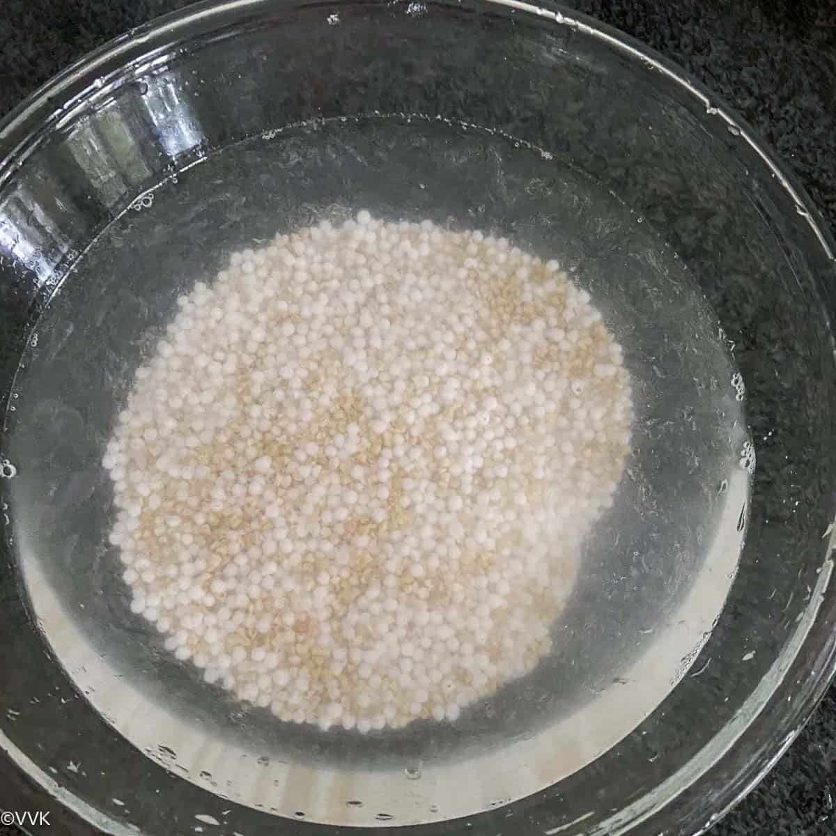 soaking buckwheat groats and sago pearls with fenugreek