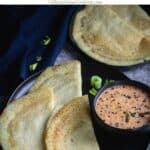 celery dosa picture with text overlay for pinterest