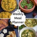 square image of weekly meal planner dishes