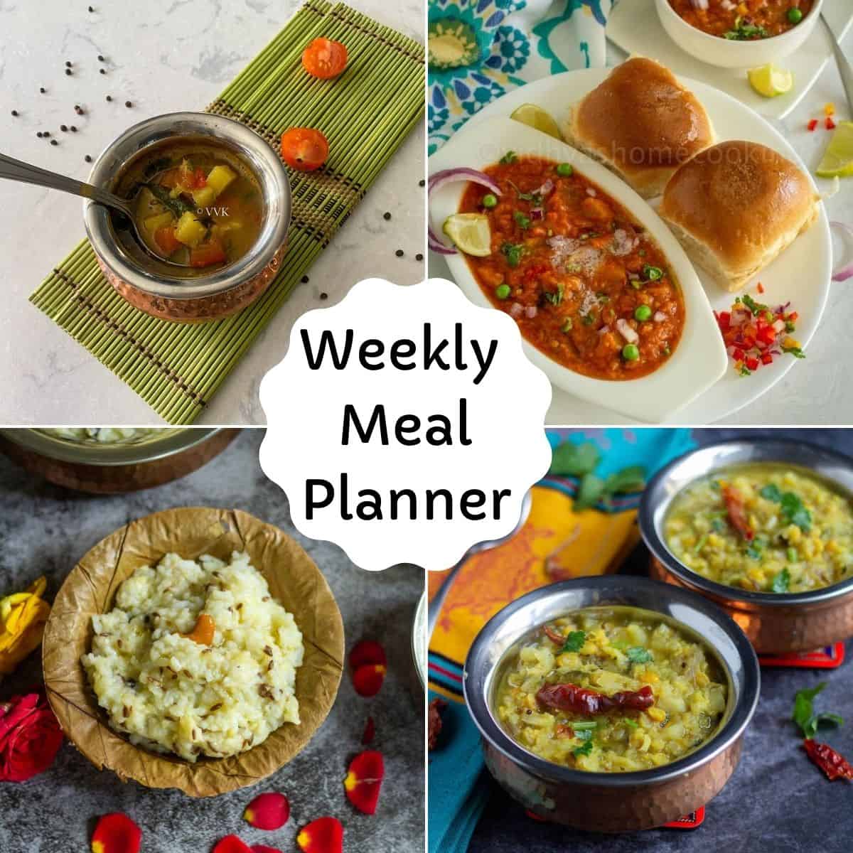 collage of meals for the weekly meal plan