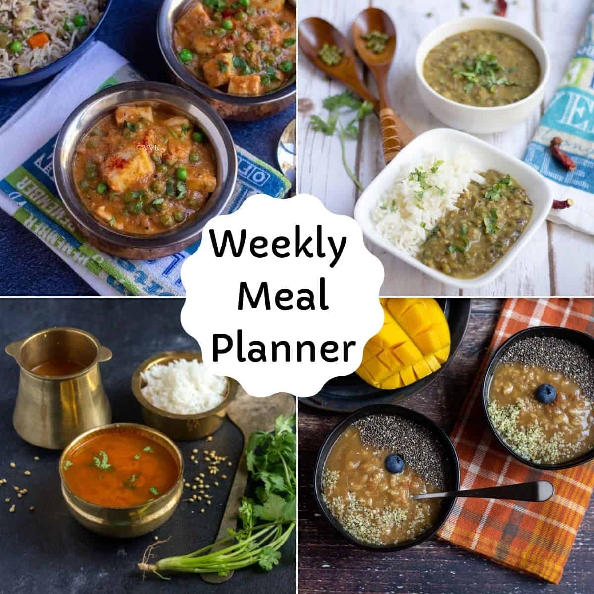 Indian Vegetarian Meal Plan  Weekly Meal Planner - Vidhya's Vegetarian  Kitchen