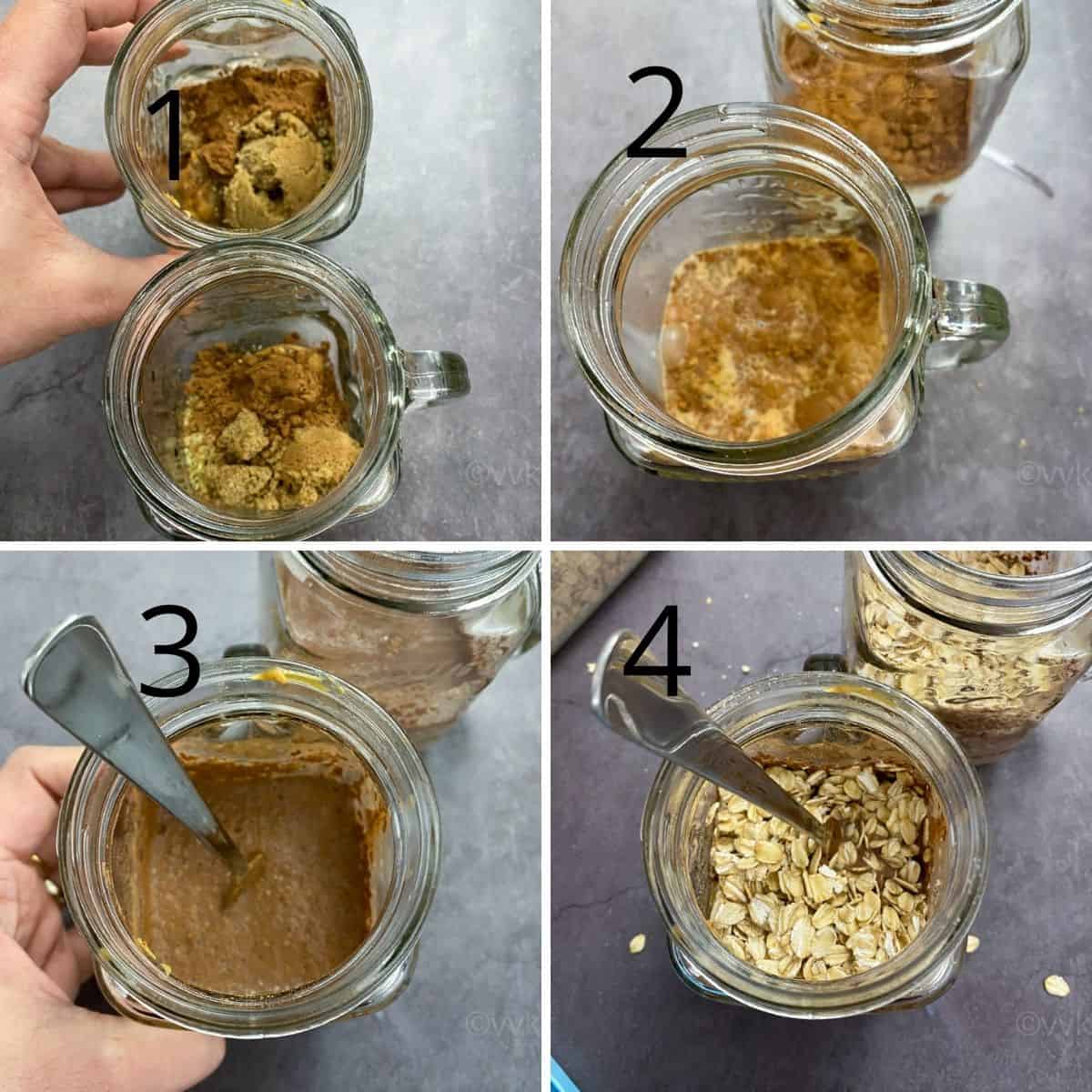 overnight oats preparation collage