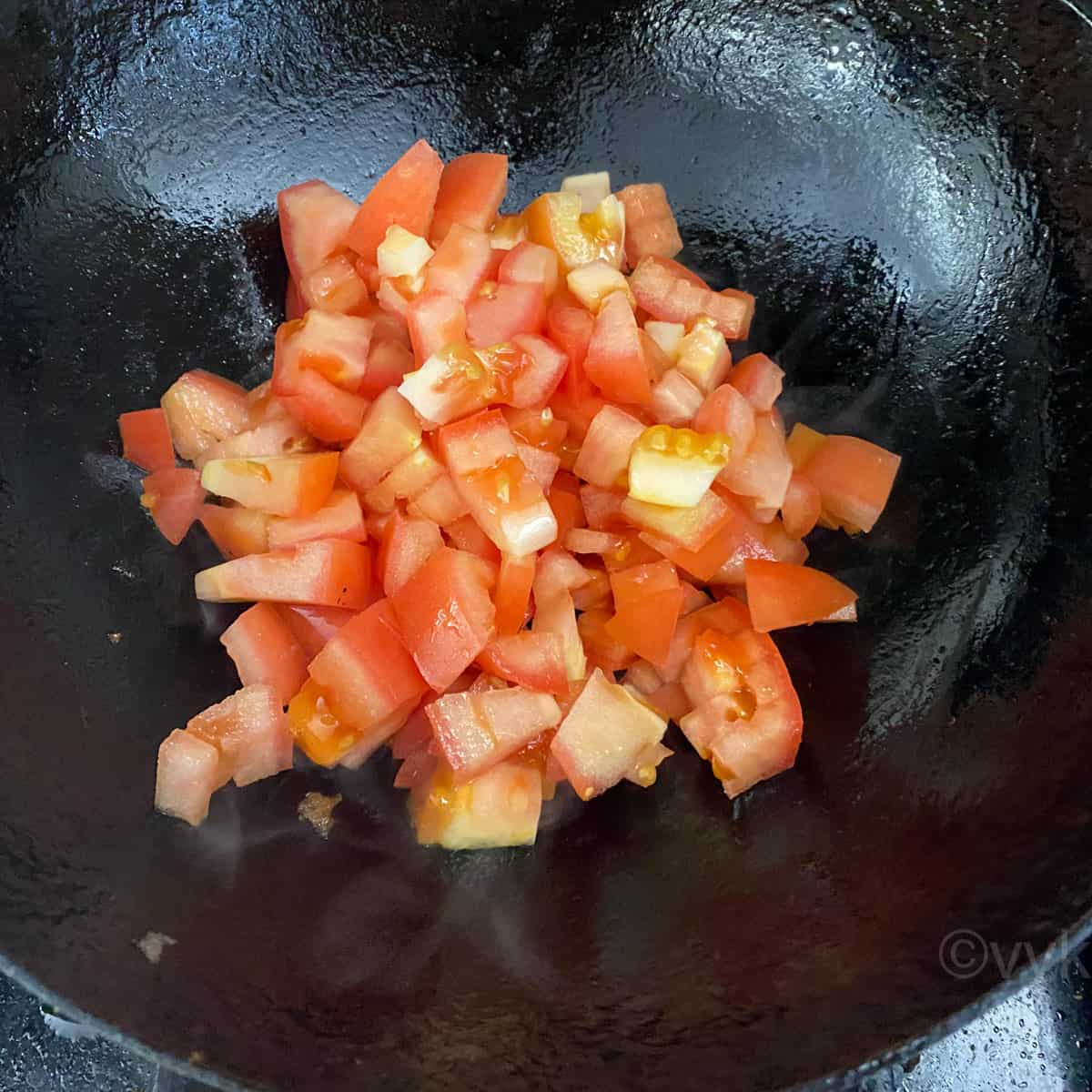 cooking the tomatoes