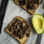 mushroom toast recipe with tex overlay for pinterest