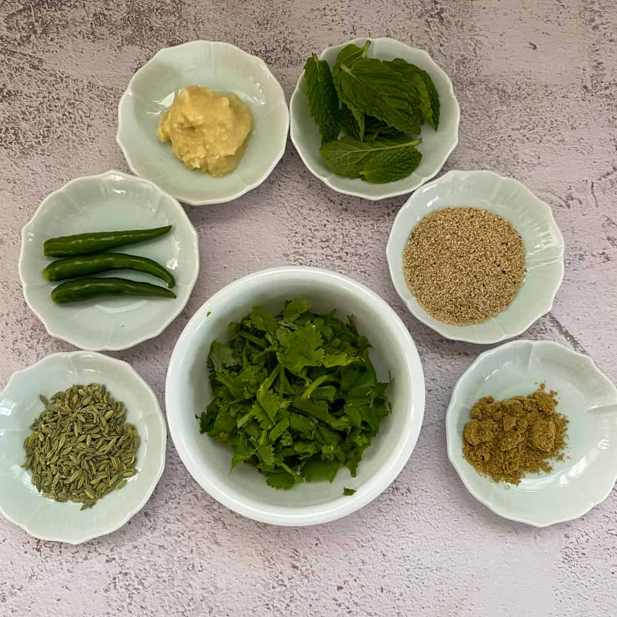 ingredients required for green paste for making the thakkali kurma