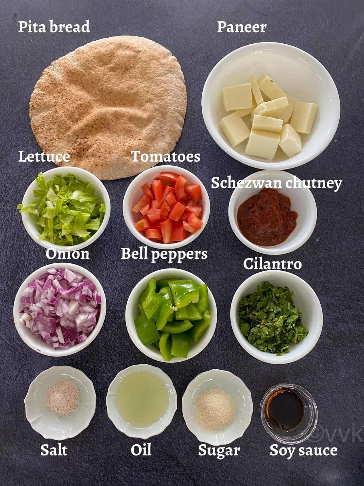 ingredient list required for paneer pita pockets