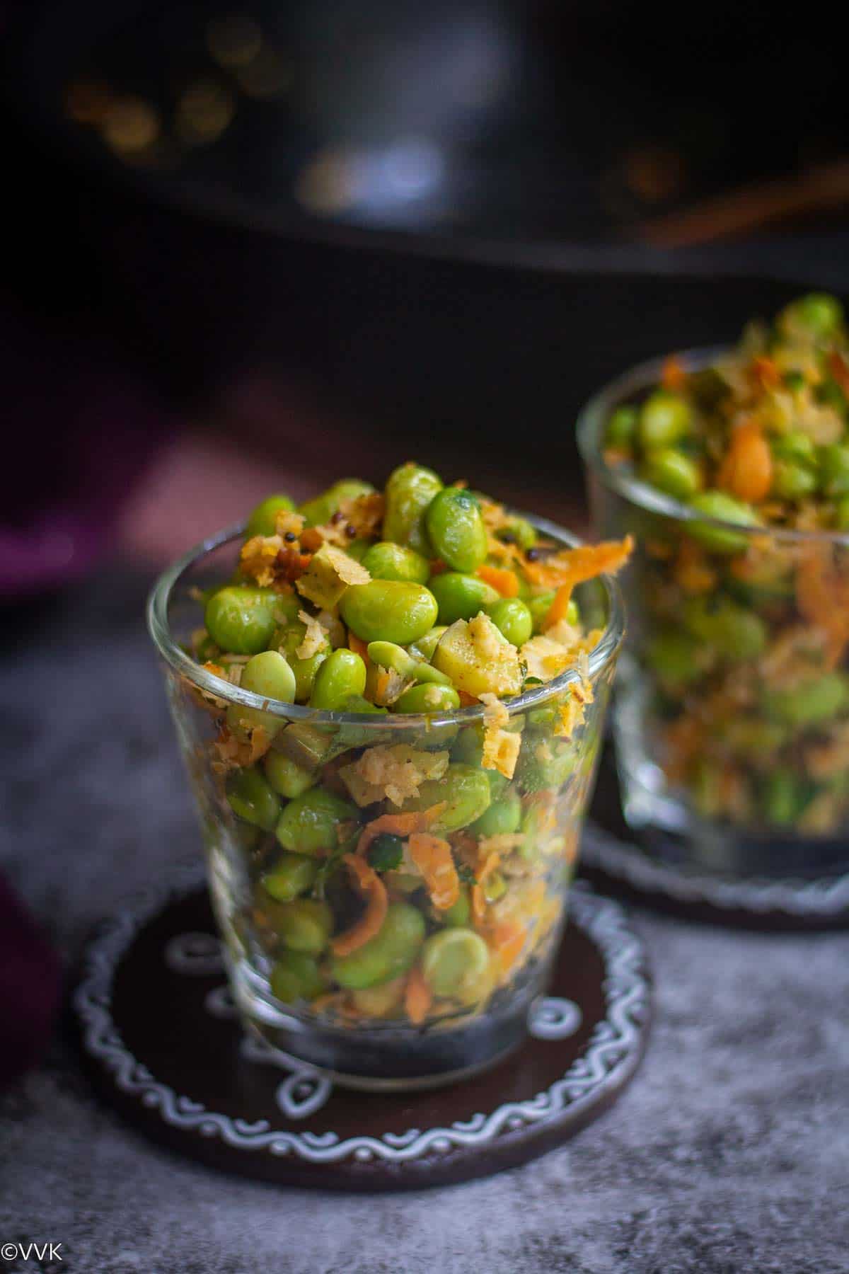 close up shot of navratri sundal served in glass