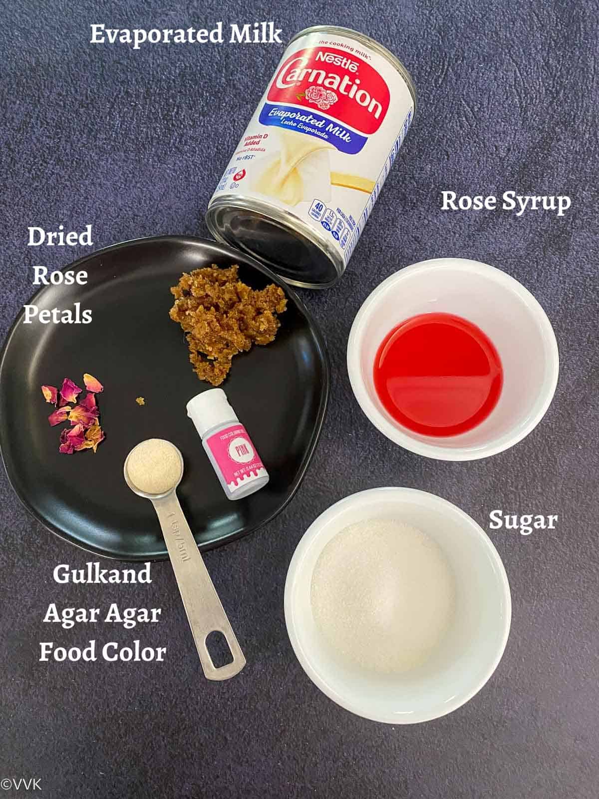 ingredients required for rose panna cotta