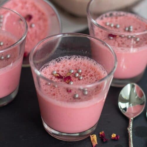 rose panna cotta served in glass