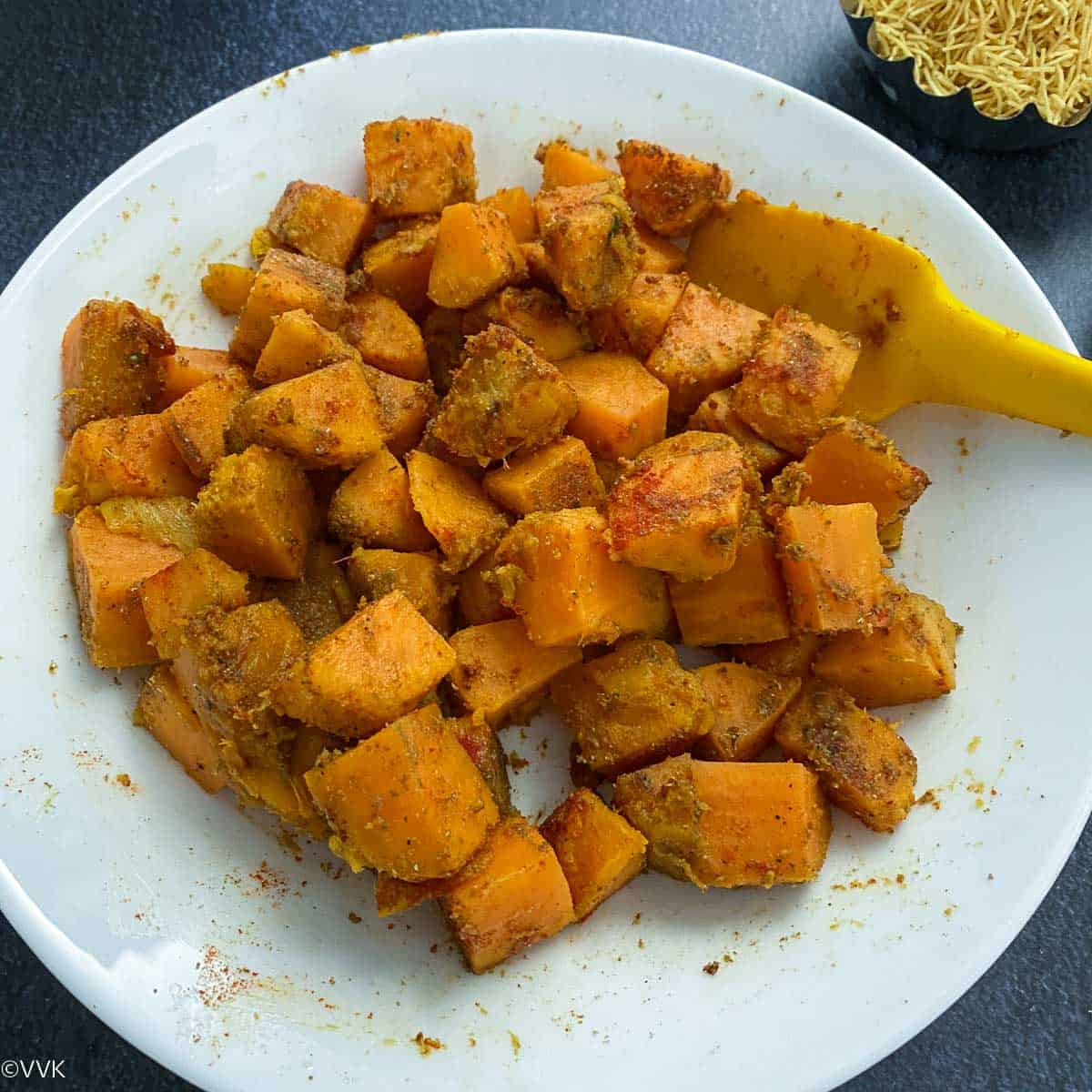 sweet potatoes coated with spices