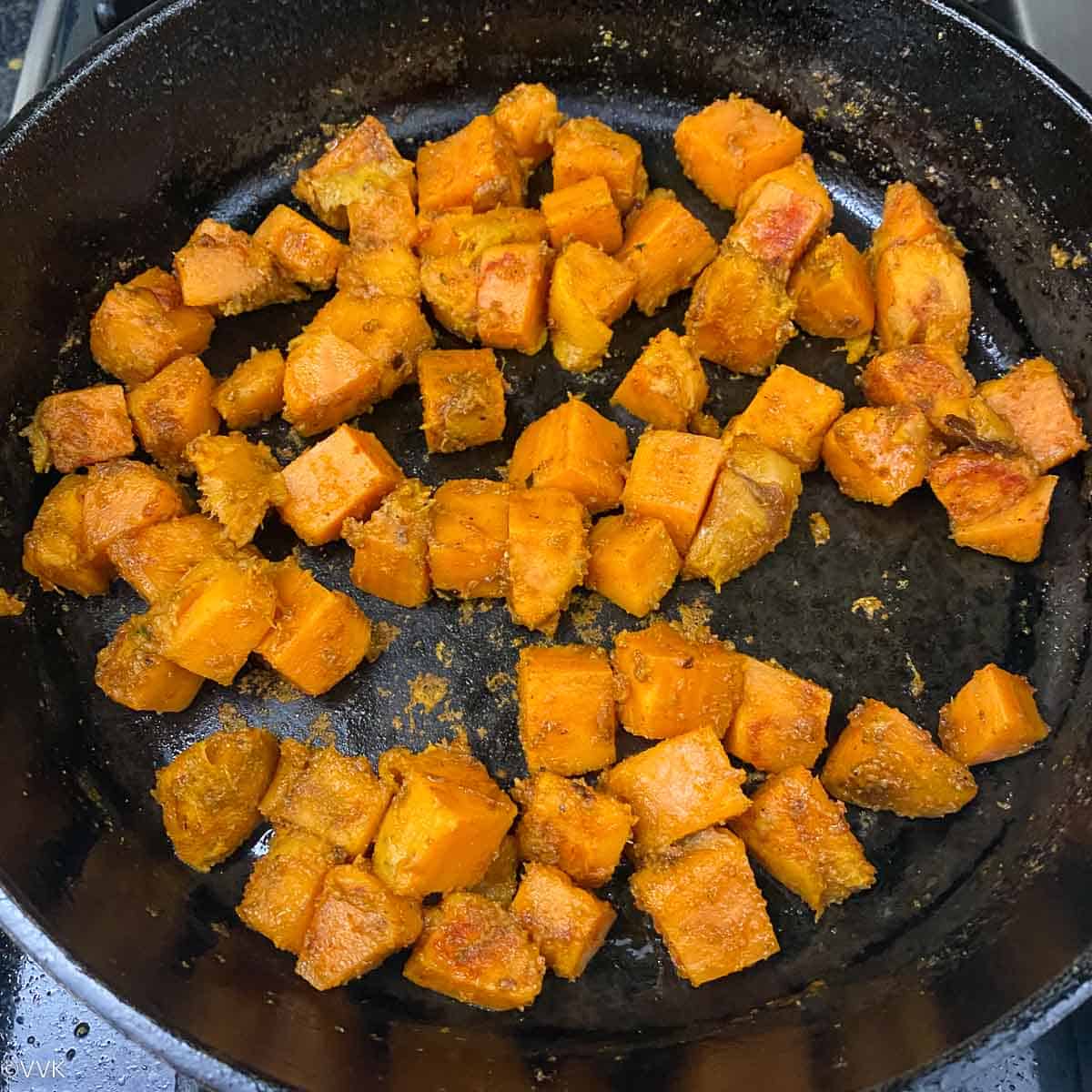 roasting the sweet potatoes