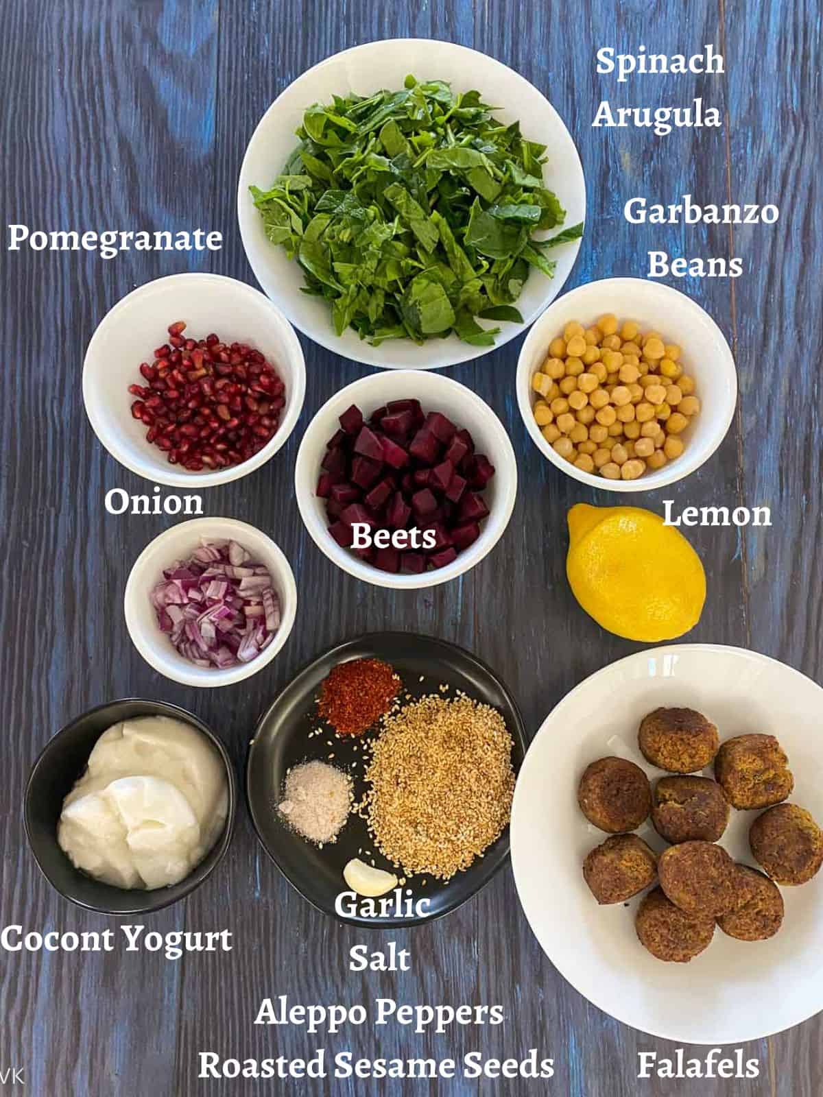 ingredients required for falafel bowl