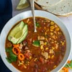 taco soup with text overlay for pinterest