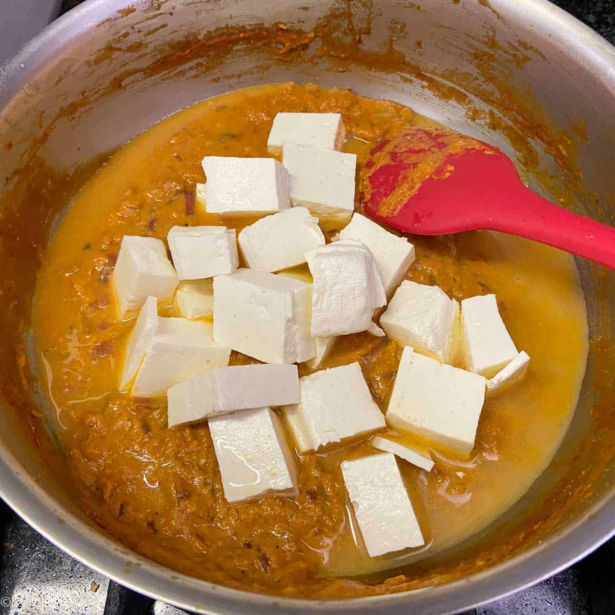 adding the paneer cubes