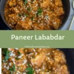 collage of paneer lababdar with text overlay for pinterest