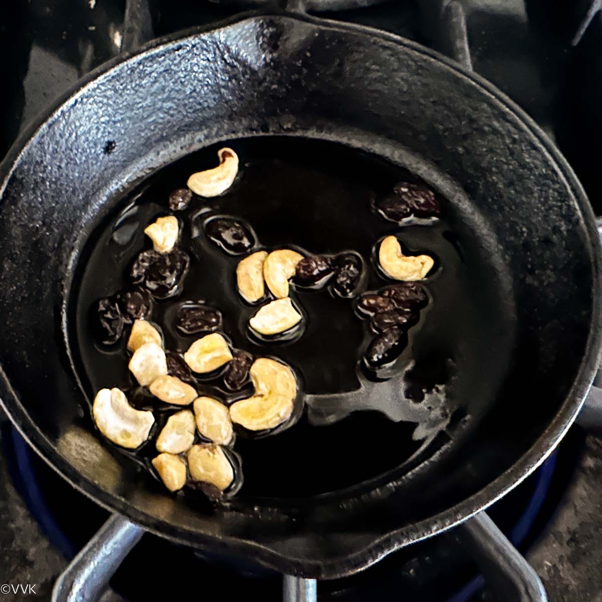 roasting cashews and raisins
