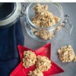 chocolate cereal clusters with text overlay for pinterest