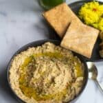 Baba ganoush with text overlay for pinterest
