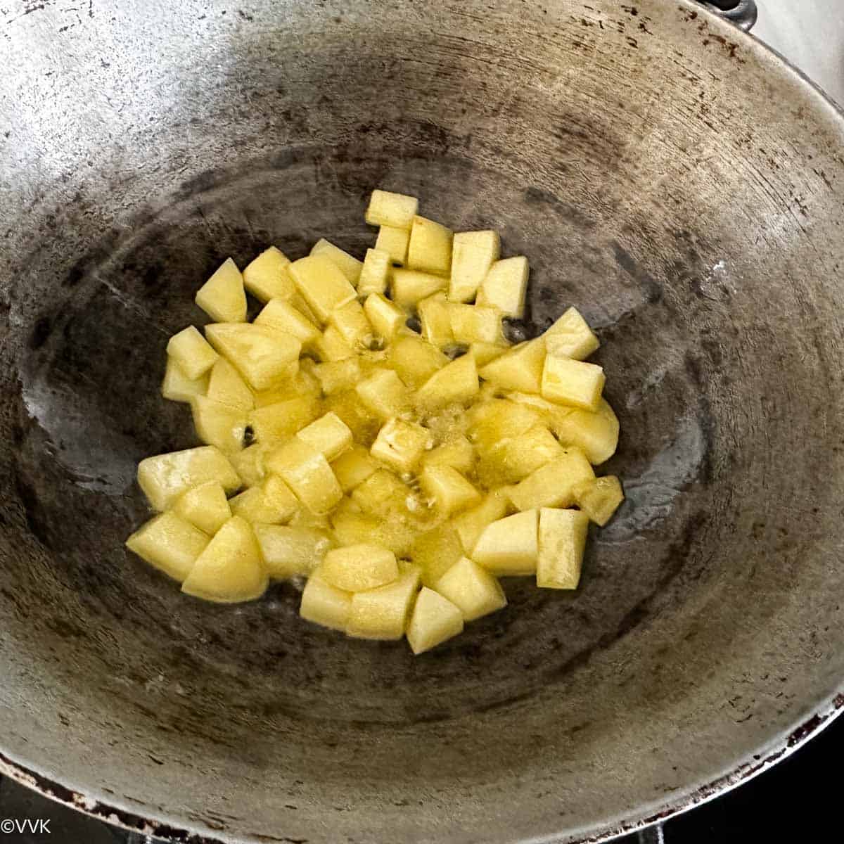 roasting the potatoes in mustard oil