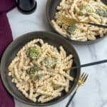 cream cheese pasta with text overlay for pinterest