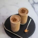 chikoo lassi with text overlay for pinterest