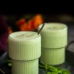 cucumber lassi with text overlay for pinterest