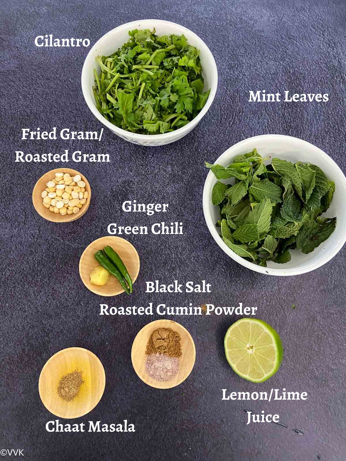 ingredients required for making green chutney