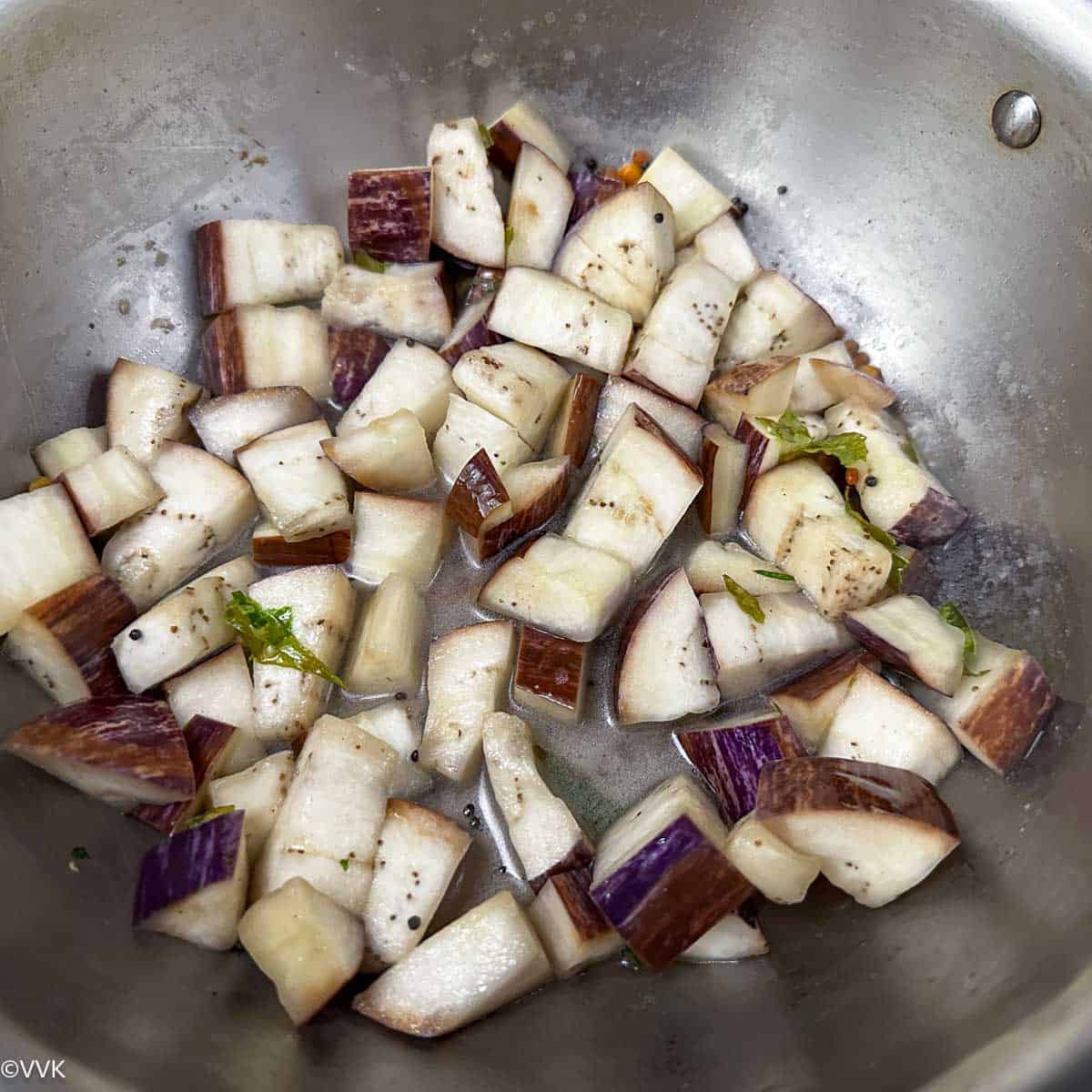 cooking the brinjal