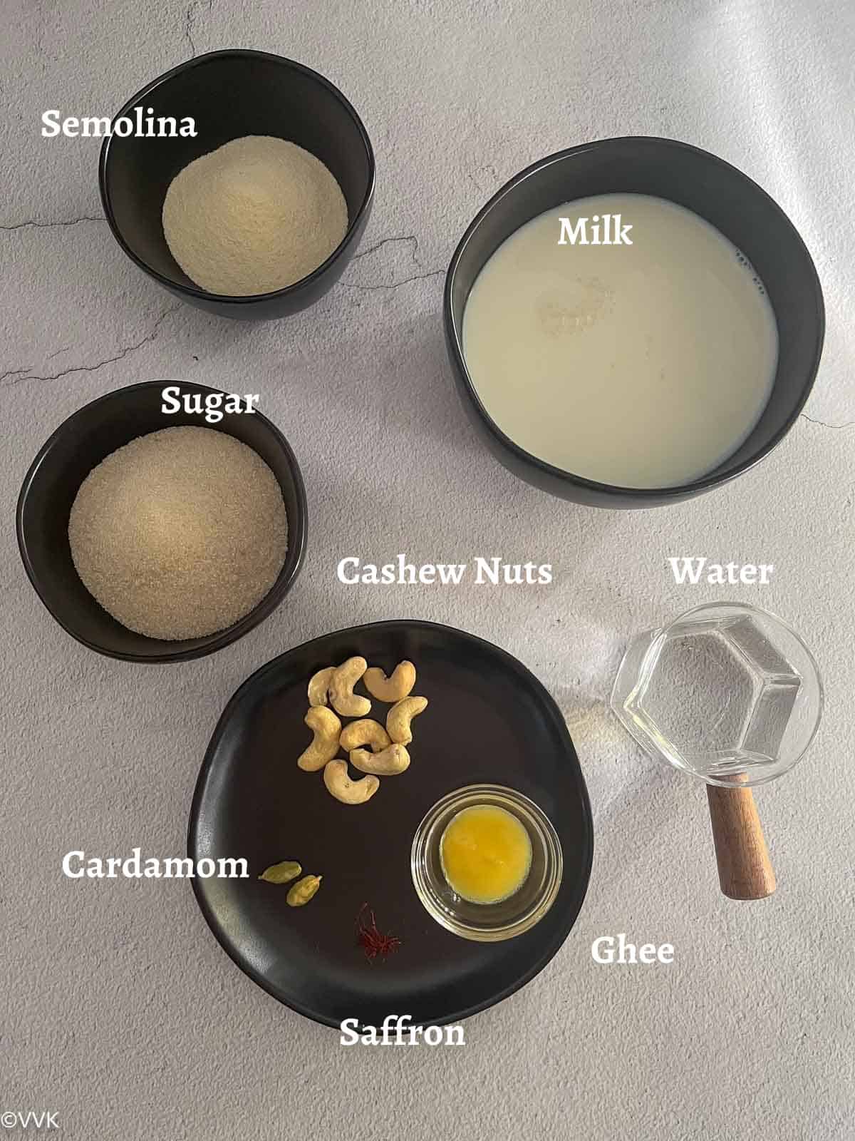 ingredients required for sooji kheer