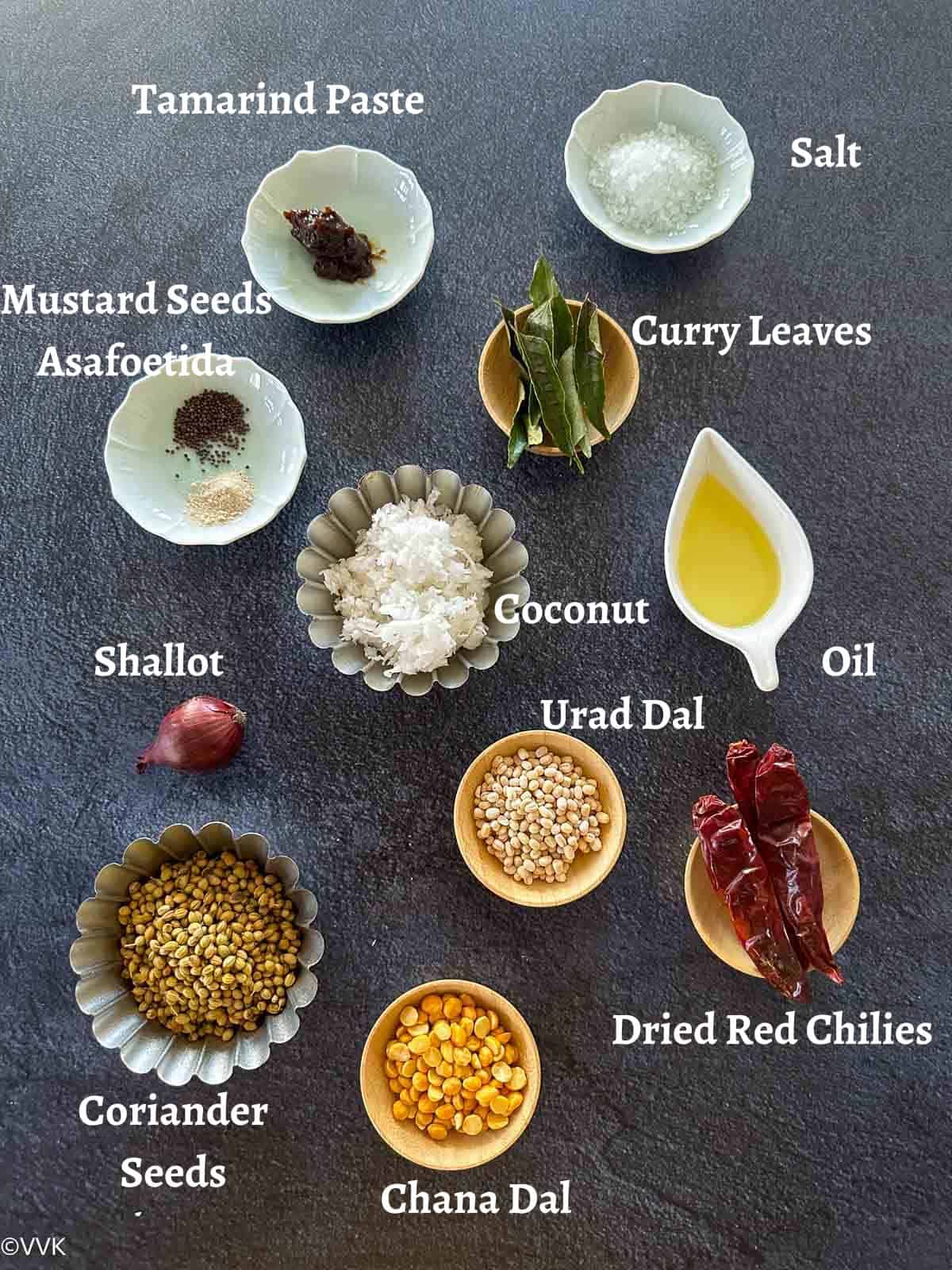 ingredients required for coriander seeds chutney