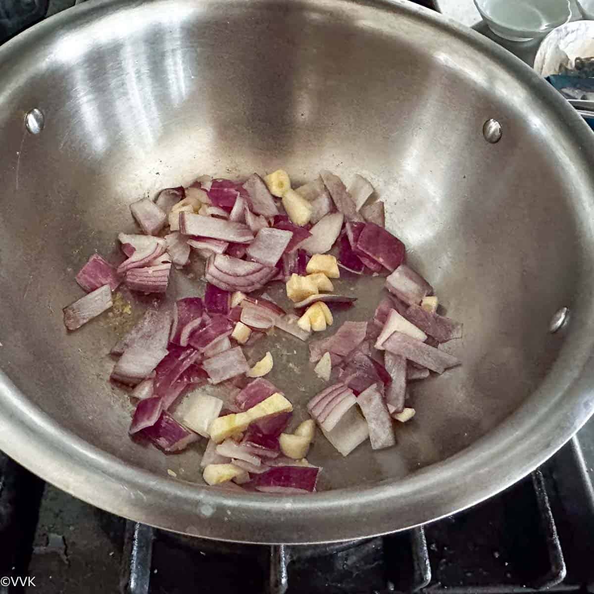 sauteing onion and garlic