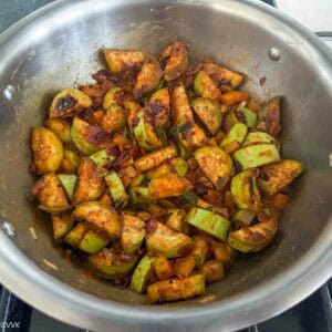cooking the brinjals