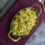 square image of pappali kai kootu served in brass serve ware