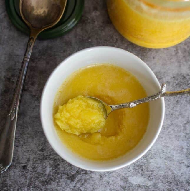 square image of solidified ghee